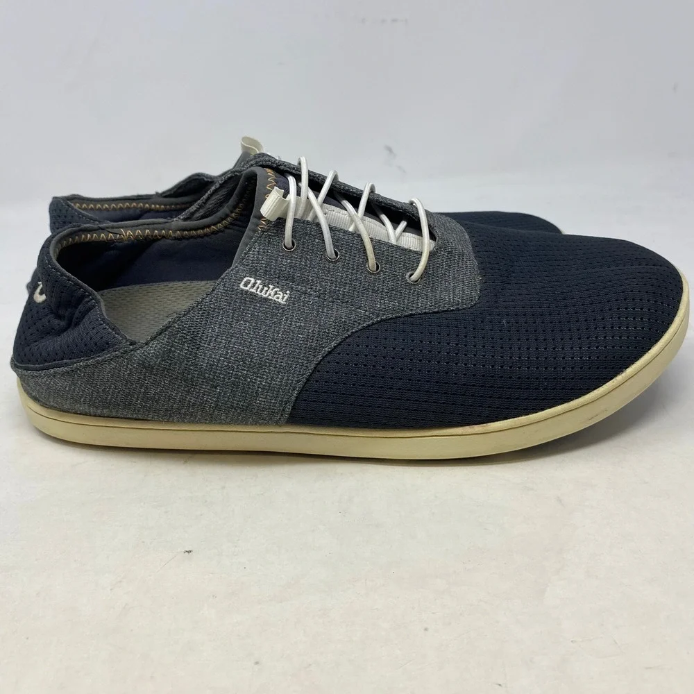 OluKai‎ Nohea Moku Mens 11 Charcoal Dark Shadow Boat Shoes Sneakers 10283-6C6C